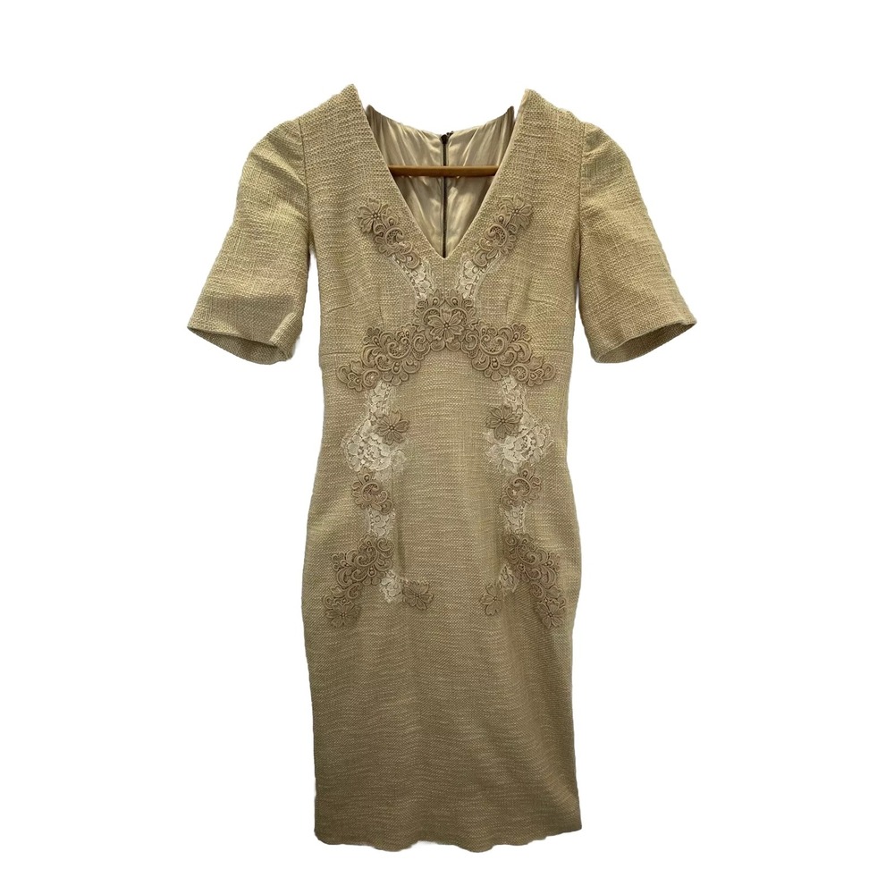 DOLCE & GABBANA SZ 38 Cotton Dress Lace Appliqué Silk Lining